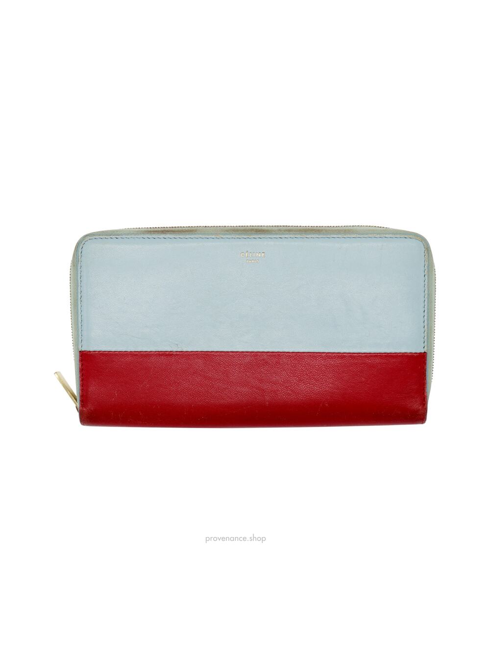 🔴 Celine Multifunction Zip Wallet - Sky Blue/Red